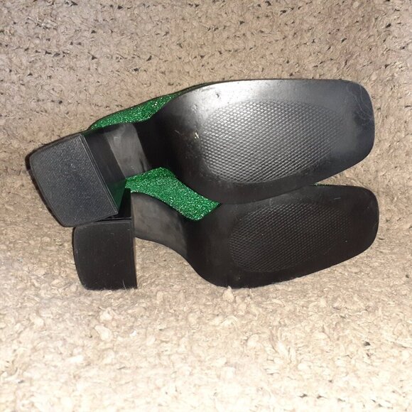 L'INTERVALLE-Green Glitter-Stretch High Heel Ankle Sock Boots-Sz 40-Near Mint - Picture 6 of 6